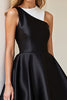 Load image into Gallery viewer, Simple Black and White Patchwork Satin A Line Short Cocktail Dress