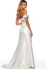 Load image into Gallery viewer, White Sheath Polka Dots Maxi Satin Formal Dress with Slit