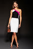 Load image into Gallery viewer, Black Patchwork One Shoulder Short Tight Cocktail Dress