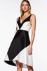 Load image into Gallery viewer, Black and White Patchwork V-Neck A Line Short Cocktail Dress