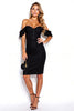 Load image into Gallery viewer, Black Off the Shoulder Short Tight Cocktail Dress with Ruffles