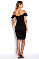 Load image into Gallery viewer, Black Off the Shoulder Short Tight Cocktail Dress with Ruffles