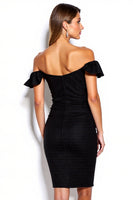 Load image into Gallery viewer, Black Off the Shoulder Short Tight Cocktail Dress with Ruffles