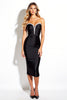 Load image into Gallery viewer, Sparkly Black Sweetheart Tight Midi Cocktail Dress with Rhinestone