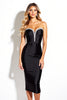 Load image into Gallery viewer, Sparkly Black Sweetheart Tight Midi Cocktail Dress with Rhinestone