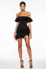 Load image into Gallery viewer, Black Off the Shoulder Short Satin Cocktail Dress with Ruffles