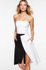 Load image into Gallery viewer, Black and White Patchwork Strapless Short Cocktail Dress with Slit