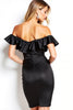 Load image into Gallery viewer, Black Off the Shoulder Ruffled Short Satin Cocktail Dress
