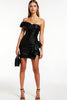 Load image into Gallery viewer, Black Short Satin One Shoulder Bodycon Cocktail Dress with Ruffles