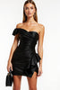 Load image into Gallery viewer, Black Short Satin One Shoulder Bodycon Cocktail Dress with Ruffles