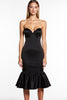 Load image into Gallery viewer, Black Sweetheart Tight Midi Satin Cocktail Dress with Ruffles