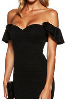 Load image into Gallery viewer, Black Short Off the Shoulder Tight Cocktail Dress with Ruffles
