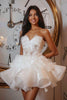 Load image into Gallery viewer, Women White Sweetheart Short Prom Dress with Ruffles Organza A Line Tiered Cocktail Dress
