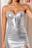 Load image into Gallery viewer, Metallic Silver Tight Sparkly Short Corset Prom Dress with Beading