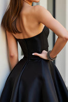 Load image into Gallery viewer, Sparkly Black Sweetheart Satin Beaded Short Prom Dress