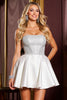 Load image into Gallery viewer, Sparkly White Satin Strapless Beaded Short Prom Dress