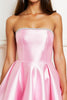 Load image into Gallery viewer, Pink Sparkly Satin Strapless Short Prom Dress with Beading