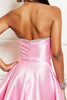 Load image into Gallery viewer, Pink Sparkly Satin Strapless Short Prom Dress with Beading