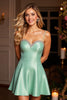 Load image into Gallery viewer, Sparkly A Line Green Satin Short Prom Dress with Beading
