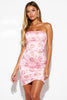 Load image into Gallery viewer, Floral Pink Strapless Satin Tight Short Prom Dress