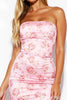 Load image into Gallery viewer, Floral Pink Strapless Satin Tight Short Prom Dress