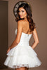 Load image into Gallery viewer, Sweetheart White Tiered Ruffled Short Corset Prom Dress