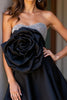Load image into Gallery viewer, Black Sparkly Satin Sweetheart Short Prom Dress with 3D Flower