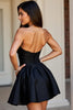 Load image into Gallery viewer, Black Sparkly Satin A Line Beaded Short Prom Dress