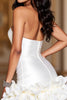 Load image into Gallery viewer, Satin White Strapless Ruffled Short Corset Prom Dress