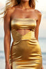 Load image into Gallery viewer, Glitter Golden Keyhole Strapless Tight Short Prom Dress