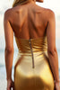 Load image into Gallery viewer, Glitter Golden Keyhole Strapless Tight Short Prom Dress