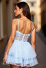 Load image into Gallery viewer, A Line Light Blue Spaghetti Straps Short Corset Prom Dress