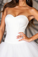 Load image into Gallery viewer, A Line White Tulle Sweetheart Short Prom Dress