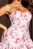 Load image into Gallery viewer, Floral Pink Sweetheart A Line Short Prom Dress with Ruffles