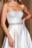 Load image into Gallery viewer, White Sparkly A Line Strapless Short Prom Dress with Beading