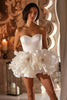 Load image into Gallery viewer, White Sweetheart Floral Short Prom Dress with Ruffles