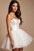 Load image into Gallery viewer, White Sweetheart A Line Short Tulle Prom Dress