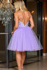 Load image into Gallery viewer, Sparkly Purple A Line Tulle Short Prom Dress with Beading