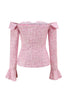 Load image into Gallery viewer, 2 Piece Pink Off the Shoulder Tweed Pencil Prom Outfits