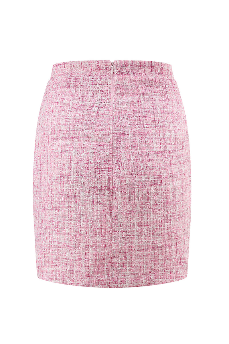 Load image into Gallery viewer, 2 Piece Pink Off the Shoulder Tweed Pencil Prom Outfits