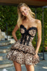Load image into Gallery viewer, Khaki Leopard Printed Ruffled Corset Short Prom Dress with Lace