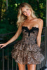 Load image into Gallery viewer, Ruffled Khaki Leopard Printed Short Prom Dress with Lace