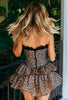 Load image into Gallery viewer, Ruffled Khaki Leopard Printed Short Prom Dress with Lace