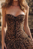 Load image into Gallery viewer, Khaki Strapless Leopard Printed Tulle Short Prom Dress