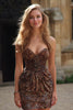 Load image into Gallery viewer, Khaki Leopard Printed Tight Sweetheart Short Prom Dress