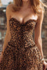 Load image into Gallery viewer, Tulle Khaki Leopard Printed Short Prom Dress with Ruffles