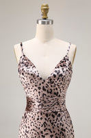Load image into Gallery viewer, Golden Leopard V-Neck Mermaid Long Prom Dress with Slit