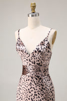 Load image into Gallery viewer, Golden Leopard V-Neck Mermaid Long Prom Dress with Slit
