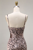 Load image into Gallery viewer, Golden Leopard V-Neck Mermaid Long Prom Dress with Slit