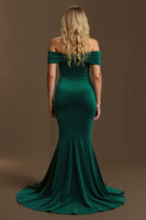 Load image into Gallery viewer, Dark Green Mermaid Off The Shoulder Long Holiday Party Dress
